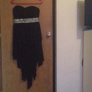 Strapless black prom dress